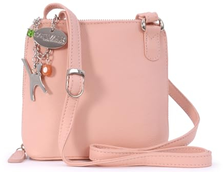 Catwalk Collection Handbags - Damen Leder Umhängetasche - Crossbody Bag/Handtasche Klein - Verstellbarer Schultergurt - LENA - Rosa