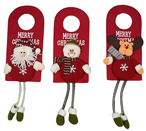 3pcs 10 para puerta colgar en la pared navidad decoración de Santa Claus muñeco de nieve ciervos