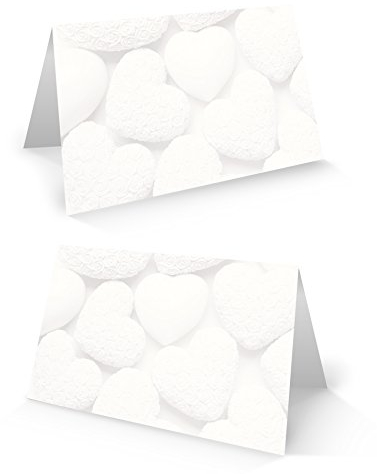 Logbuch-Verlag 25 weiße Tischkarten Herzen Tafelkarten Hochzeit Namensschilder Kommunion Konfirmation