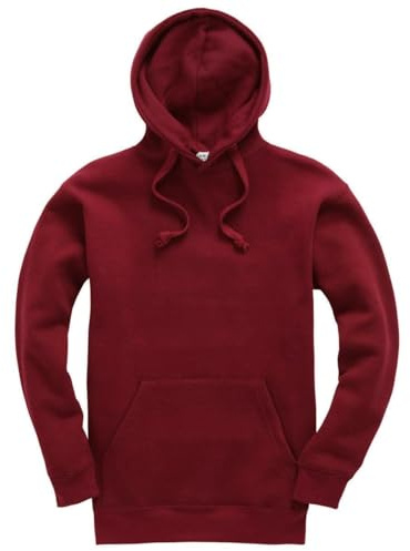 Mellor Design Plain Pullover Hoodie Hooded Top Unisex Mens Ladies Hooded Sweatshirts Burgundy, XL