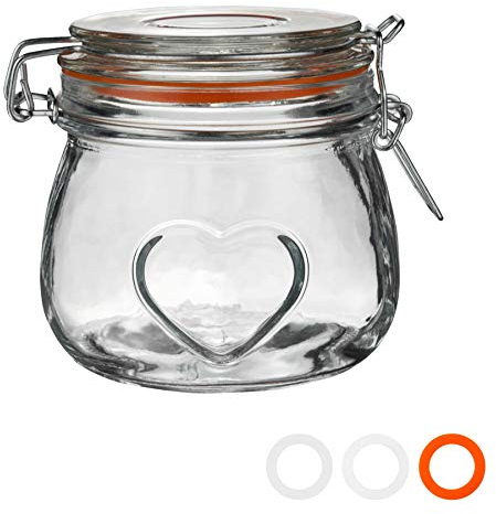 Nicola Spring HerzGlaspeichergläser - 500ml - Orangendichtung