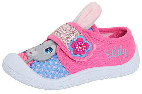 Peter Rabbit Girls Lily Bobtail 3D Ears Canvas Pumps 4 UK Child Pink
