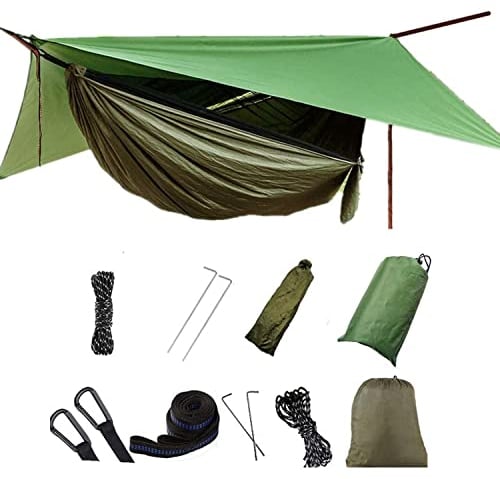 Hamac de Camping avec moustiquaire, hamac Simple et Double léger, Portable en pour 2 Personne pour Le Camping, la randonnée, la Survie, Les Voyages