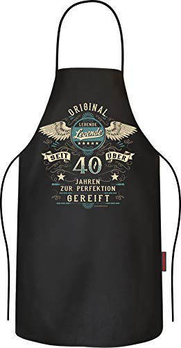 RAHMENLOS Grillschürze Kochschürze Küchenschürze als Geschenk zum 40. Geburtstag aus reiner Baumwolle