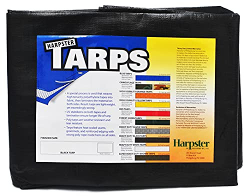 Lona de poliéster negra de 3,6 m x 4,9 m, resistente, 170 g, 12 mm de grosor, Toldo Leña