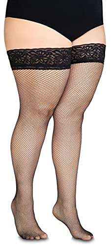 Annes styling Calze Rete - Medias de malla de malla de silicona con parte superior de encaje y diamantes de nailon