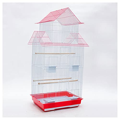 Vogelkäfig Sittich-Vogelkäfig Große Edelstahl-Plattierung Vogelkäfig Starling Gemalt Schmiedeeisen Papageikäfig Geeignet für Kanarische Liebe Vogel-Taube Vogelkäfig Groß (Color : Pink)
