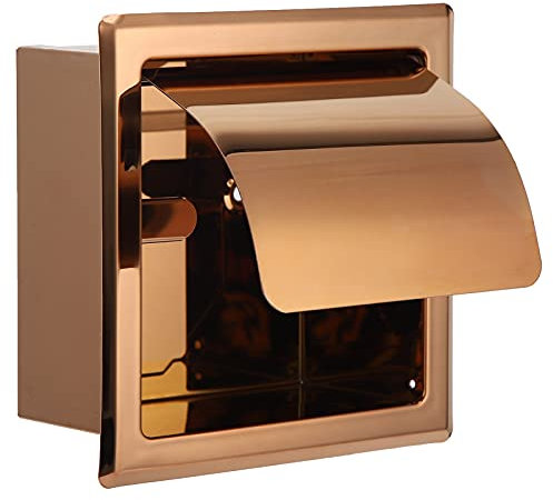 BORDSTRACT Porte-Papier hygiénique, Porte-Rouleau de Papier hygiénique encastré Mural avec Couvercle Support de Distributeur de mouchoirs en Acier Inoxydable pour Salle de Bain hôtel