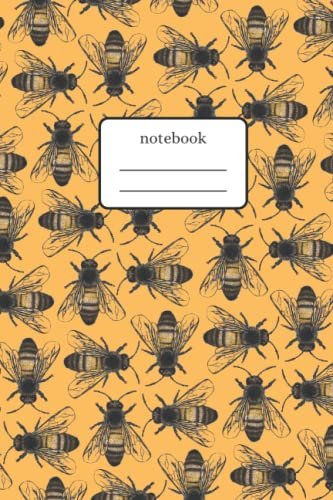 Notebook Bees: Composition Notebook with Bee Art Pattern - Lined Notebook 120 Pages 6x9 inch - Yellow Version