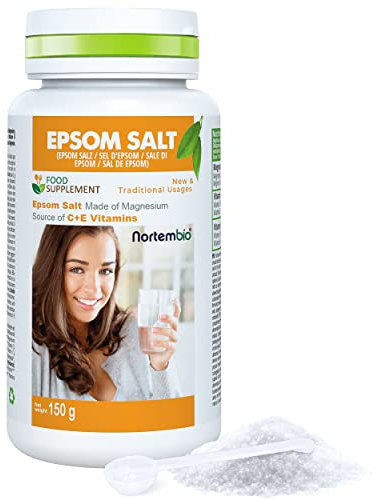 Nortembio Bittersalz Lebensmittel 150 g. Hoher Magnesiumgehalt. Quelle für die Vitamine C und E. Interne Verwendung. Immunsystem + normaler Energiestoffwechsel. Inklusive Dosierlöffel.