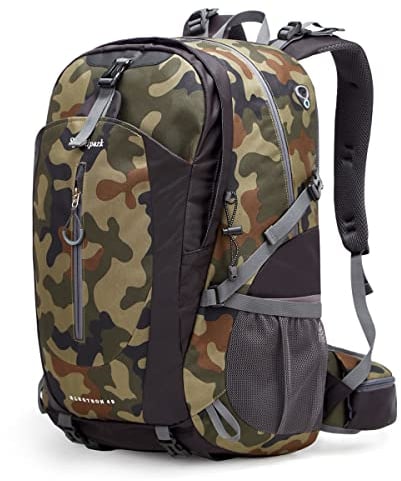 YTL Wasserdichter Wanderrucksack für Herren Damen 40L leichte Outdoor-Tasche Rucksack geeignet für Reisen und Camping ,Tarnung(misst 21,3 x 13,8 x 9,1 Zoll)