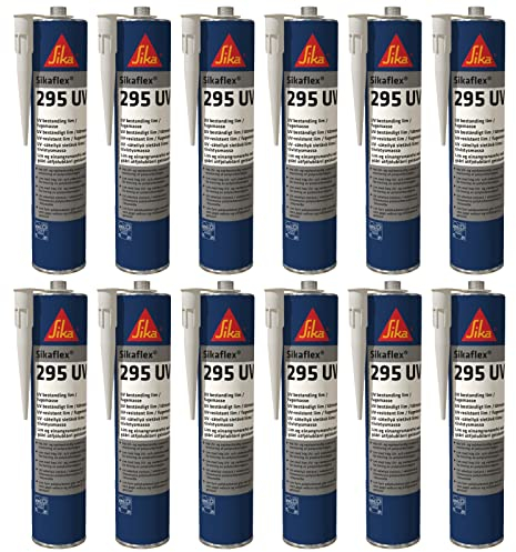12x Sikaflex 295 UV Marine Kleb- und Dichtstoff Kunststoffglas UV-beständig für Bootsbau Schiffbau 300ml Kartusche Schwarz
