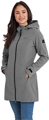 TOG24 Keld Lightweight Long Womens Softshell Jacket, Windproof, Showerproof Zip Up Outdoor Jacket with Hood, Fleece Lined For Warmth, Ideal for hiking, walking and everyday use