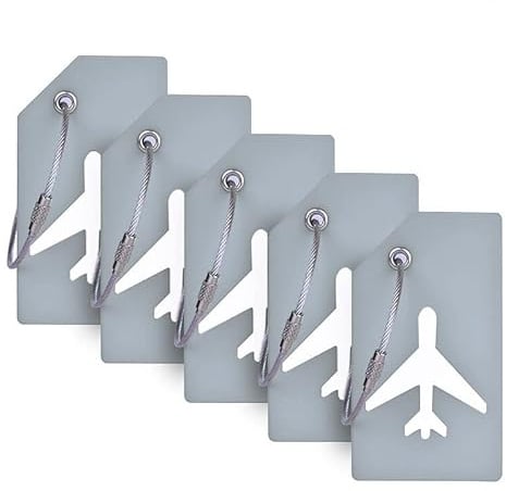 Ovener 5Pack Silicone Luggage Tag with Name ID Card Perfect to Quickly Spot Luggage Suitcase by (Gray)