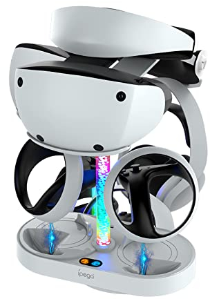 Controller Charging Station, Cooling Charging Station, Charging Station Compatible with Playstation VR 2, Controller Charging Station with LED Display (Regnbågsljus)