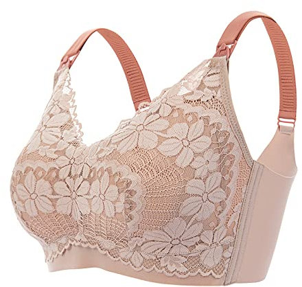 Necalisi Women Plus Size Bra Breastfeeding Bra Brown Pumping Bustier, Easy Expressing Pumping Bra with Adaptive Stretch Breast Pump Bra 100D