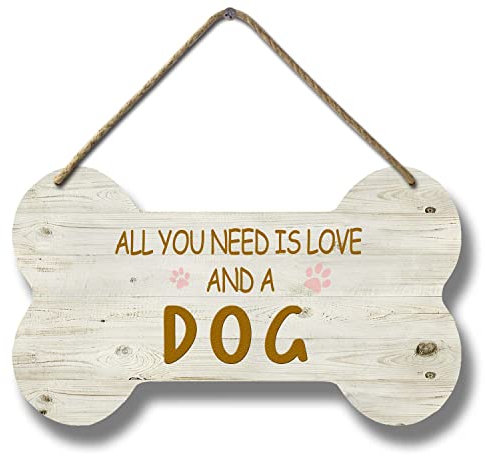 Horienteeon Ymaotrade All You Need Is Love And A Dog Sign Porch for Front Door Decor,Front Door Wooden Hanging Sign,Rustic Wooden Door Hangers Front Door Outdoor Hanging Sign