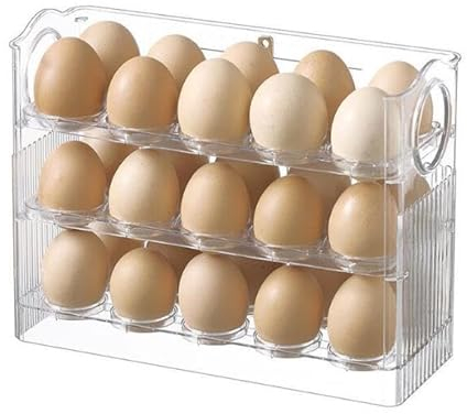 EdirFtra Huevera Transparente de 3 Pisos 30 Compartimentos Huevera de plástico Huevera Nevera Contenedor de almacenaje