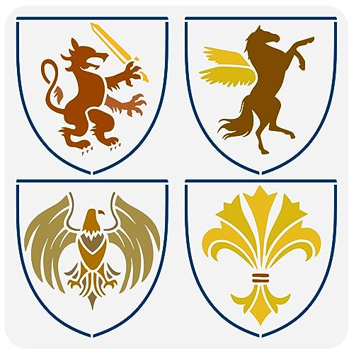 FINGERINSPIRE Wappenstencil Heraldisches Wappen Familienschablone 30x30 cm Wiederverwendbare Emblem Schablone Kunststoffschablonen Zum Malen Auf Holz Leinwand