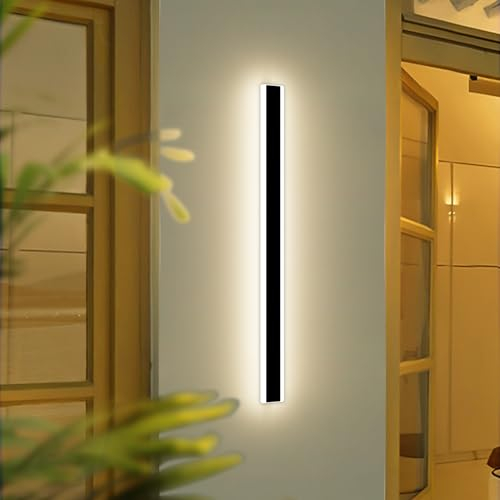 Mikeru Moderne Außenwandleuchte 120cm, Schwarze Außenleuchte mit 3000K Warmweißem Licht, Wandleuchte Aussen IP65 Regensicher Minimalistische Dekoration Veranda Wandleuchte für Terrasse Garage