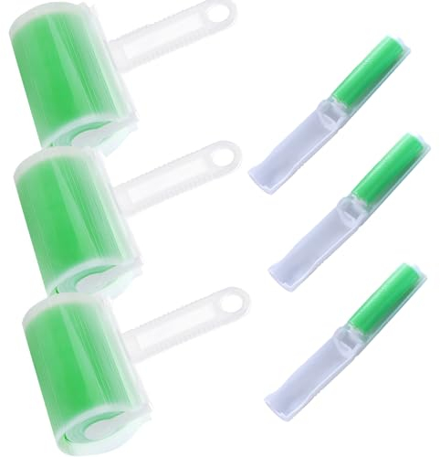 Voarge Fusselrolle Wiederverwendbarer, 6er Set Wiederverwendbare Fussel und Tierhaarrolle in 2 Größen, Abwaschbare Fusselrolle, Fussel entfernen Rollen Zubehör, Grün