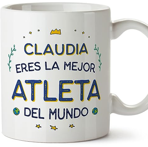 MUGFFINS Tazas Personalizadas para ATLETA mujer - En Español - Mejor del Mundo - 11 oz / 330 ml - Regalo Personalizable original y divertido