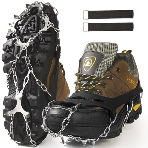 XZSUN Ice Cleats, Snow Ice Traction Shoe Boot Cleats, True Stainless Steel Spikes and Durable Silicone,Anti - Slip Boots Spikes for Walking, Jogging, Climbing and Hiking (XL, 12 Spikes)