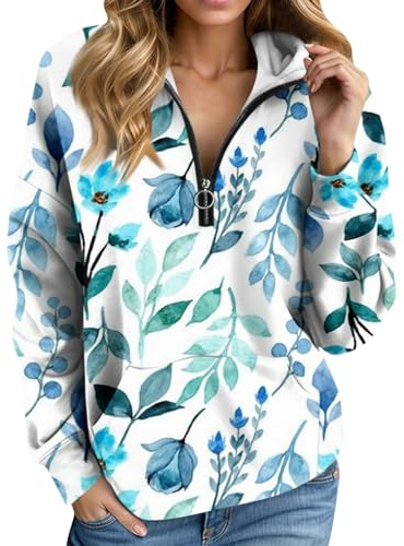 Pullover Lang Frauen Damenpullover Langarm Long Hoodie Pullover Damen Winter, Damen Hoodies Lounge Wear Warmer Pullover Damen Sweatshirt Damen Oversized, Shirt Langarm Damen(2-Sky Blue,XL)