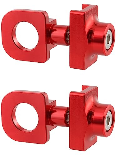 Saipor 2 Stück Fahrrad kettenspanner Aluminium-Legierung Fahrradkette Spanner, 10mm Axles Fahrradkettenversteller, Ideal für BMX Fixie Bike EIN-Gang-Fahrrad, Rot