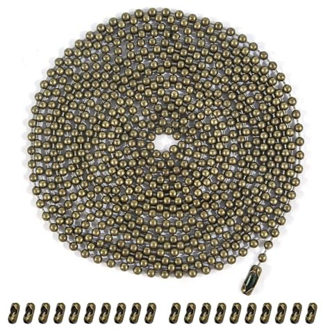 Dotlite Bronze Ceiling Fan Pull Chain, 120 Extra Long Rust Proof 3mm Beaded Ball Light Pulls Extension Chains with 20 Connectors
