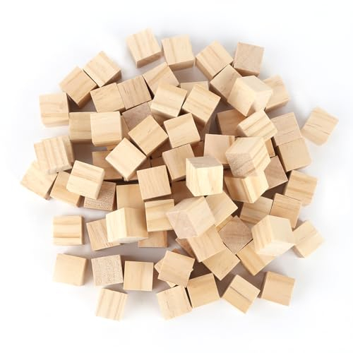 100 Piezas Cubos de Madera para Niños, 2x2x2CM Tacos de Madera en Blanco, Tacos Madera de Pino Natural, Taco Madera para Manualidades, Decoración Artesanal, Pintura, Puzzles DIY