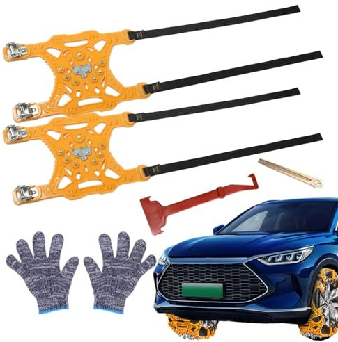 HMLTD Auto-Schneeketten - Raupenketten für rutschfeste Autoreifen | Tragbare, universelle, wiederverwendbare Anti-Schneeketten für Pickup-SUVs, Autos, LKWs