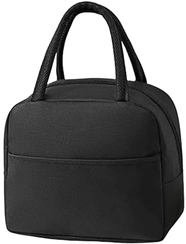 ROYKAL Bolsa Térmica Porta Bebidas y Tuppers + Juego de Cubiertos de Plastico Nevera Portátil (Negra)