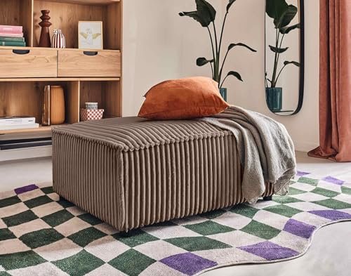 Lisa Design Stella - Pouf - aus grob geripptem Cord Taupe