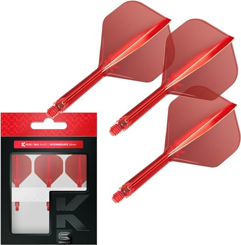Target Darts K Flex Integrierter Dart-Flug und -Schaft, Nr. 2 Rot (Mittelstufe) | 3er-Pack K-Flex - No 2, Precision Moulded 2-In-1 Dart Flights und Dart Stem | Professionelles Dart-Zubehör