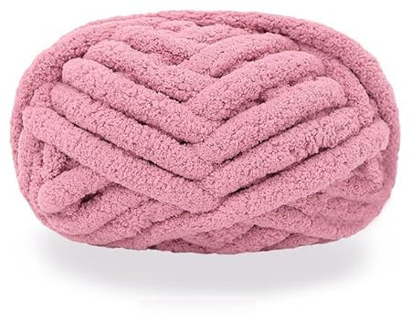 maikeduo Dicke Wolle, Diameter 2cm Chunky Wool, Grob Gestrickte Kuscheldecke, Roving Garn Zum Handstricken Häkeln, Grobstrick Weiches Wollgarn Haustier Bett Sofa (Dunkelrosa)