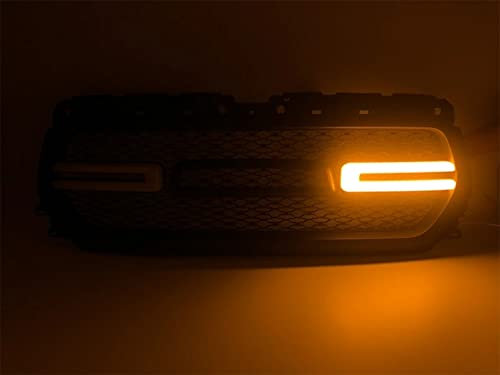 Front Hood Bumper Grille Grill Compatible with 2019-2022 Dodge Ram 1500, Front Grille with Lightable logos, Turn Signals and Daytime Running Light