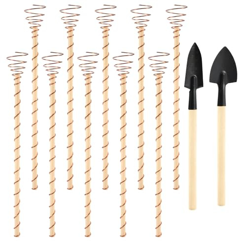 10pcs Piquets de Plantes d'Électroculture avec 2 Pelles de Jardin, Piquets de Jardin en Cuivre de 29,2cm Haut Rendement Antenne d'Électroculture pour la Croissance des Plantes Fruits Légumes