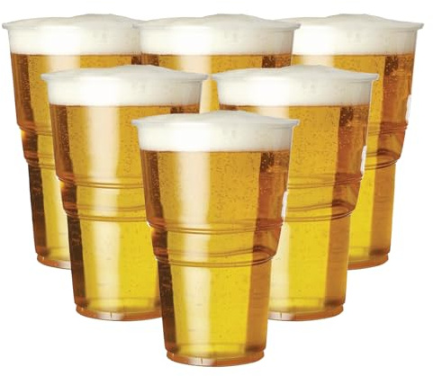 ECONX 50 X Heavy Duty Clear Plastic Full Pint Glasses 660ml BPA-Free Recyclable -CE Marked - 20oz Strong Disposable Beer Glasses Tumblers Ideal for Events and Parties BBQs Drinking Cups