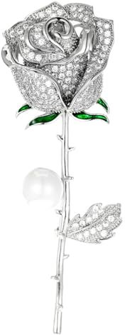 Wendalern Broche Fleur Rose Or avec Perle et Strass CZ Diamant - Élégante Épingle de Sécurité Corsage Badges Bijoux Pour Femmes