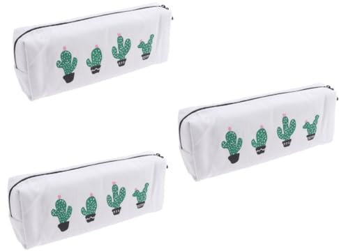 STOBOK 3St Schulbedarf Kinder federmäppchen Makeup Tasche handylauftaschen Phone Holder Bag Stationery Pencil Box kosmetiktäschen schulzeug Stifttaschen Federmäppchen aus Kaktus-Canvas