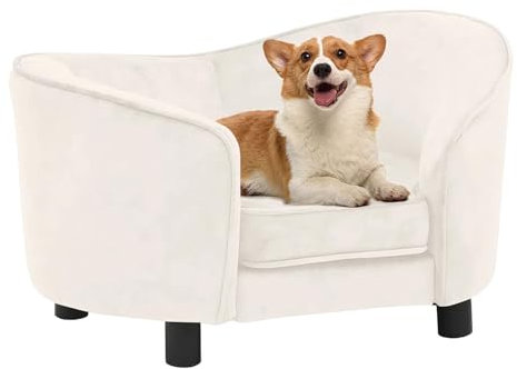 CLALER Hundesofa 69x49x40 cm Plüsch Hundecouch Hundebett Haustiersofa hundesofa für kleine Hunde und mittlere Hunde, Creme