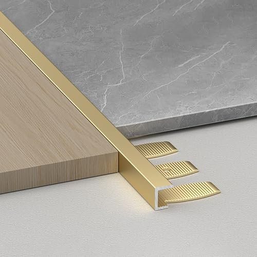 Raouoae Abschlussleiste 135cm 2 Stück Biegbares Abschlussprofil Aluminium Eloxiert C-Form Profil Fliesenkanten Schutz Einfassprofil Für Kreative Fliesenverlegung(Gold,Hoch: 5.5mm)