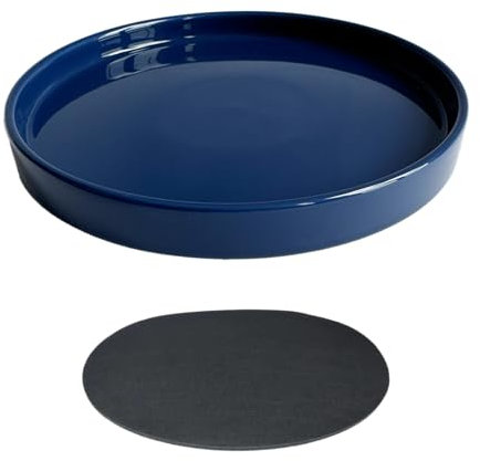 Ceramic Plant Saucer Blue Deep Glazing Pot Tray - 15 inch1 Pack, Planter Saucers Water Drip Trays for Indoors Outdoor, Thick Durable Sturdy Flower Pot Saucers for Glazing Pots Base, (15/13.5-Size)