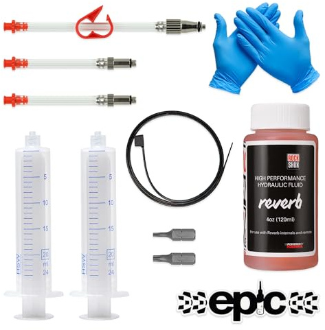 epic Entlüftungsset für RockShox Reverb, passend für alle Reverb-Sattelstützen und Fernbedienungen (xLoc, 1X, Stealth), Reverb-Hydraulikflüssigkeit im Lieferumfang enthalten