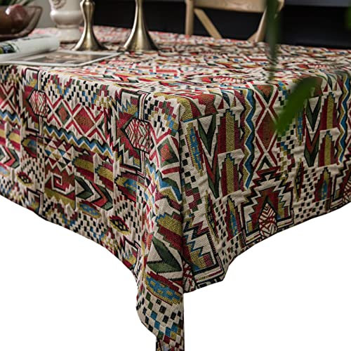 VDLLQYN， Geometrische Tischdecke aus schwerem Jacquard-Stoff, rechteckige Tischdecke for Bauernhaus-Küche, Esszimmertisch oder Wohnmöbel-Oberflächendekoration ，Tischtücher(140X160CM)
