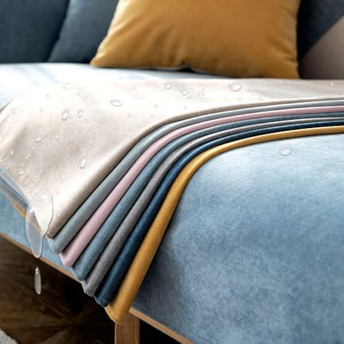 Housse de canapé imperméable - Housse de canapé couleur crème pour canapés, fauteuils, méridienne, couvre-canapé pour chiens, chats, animaux de compagnie, tissu non glissant durable protecteur de