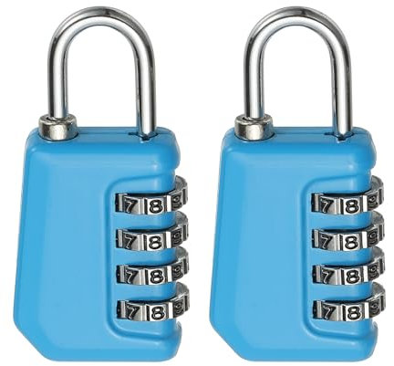 sourcing map Combination Lock, 4 Digit Padlock Combination Outdoor Waterproof Locker Lock for Gym Luggage Home Sports Hasp Storage, Blue Pack of 2
