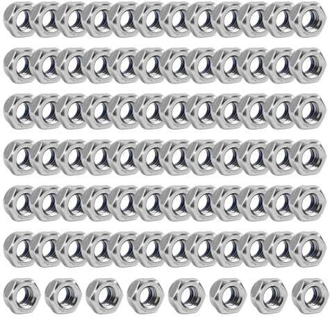 80PCS Dadi Esagonali M6,Dadi Autobloccanti M6,Bloccaggio in Acciaio Inox DIN985, Bloccaggio Standard Autobloccanti, Arresto Esagonali,Filettatura Regolare E Durevole,Resistenza Alla Corrosione