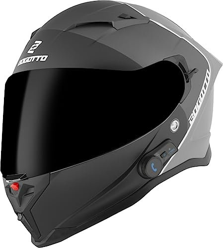 Bogotto H153 BT SPN Bluetooth Helm, schwarz matt/grau, M
